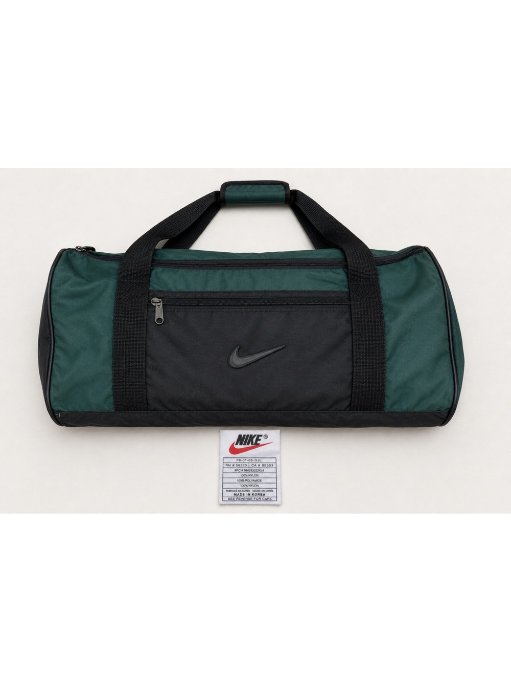 Vintage Nike Green Black Nylon Duffel Gym Bag Travel Carryall Y2K 90s eagles